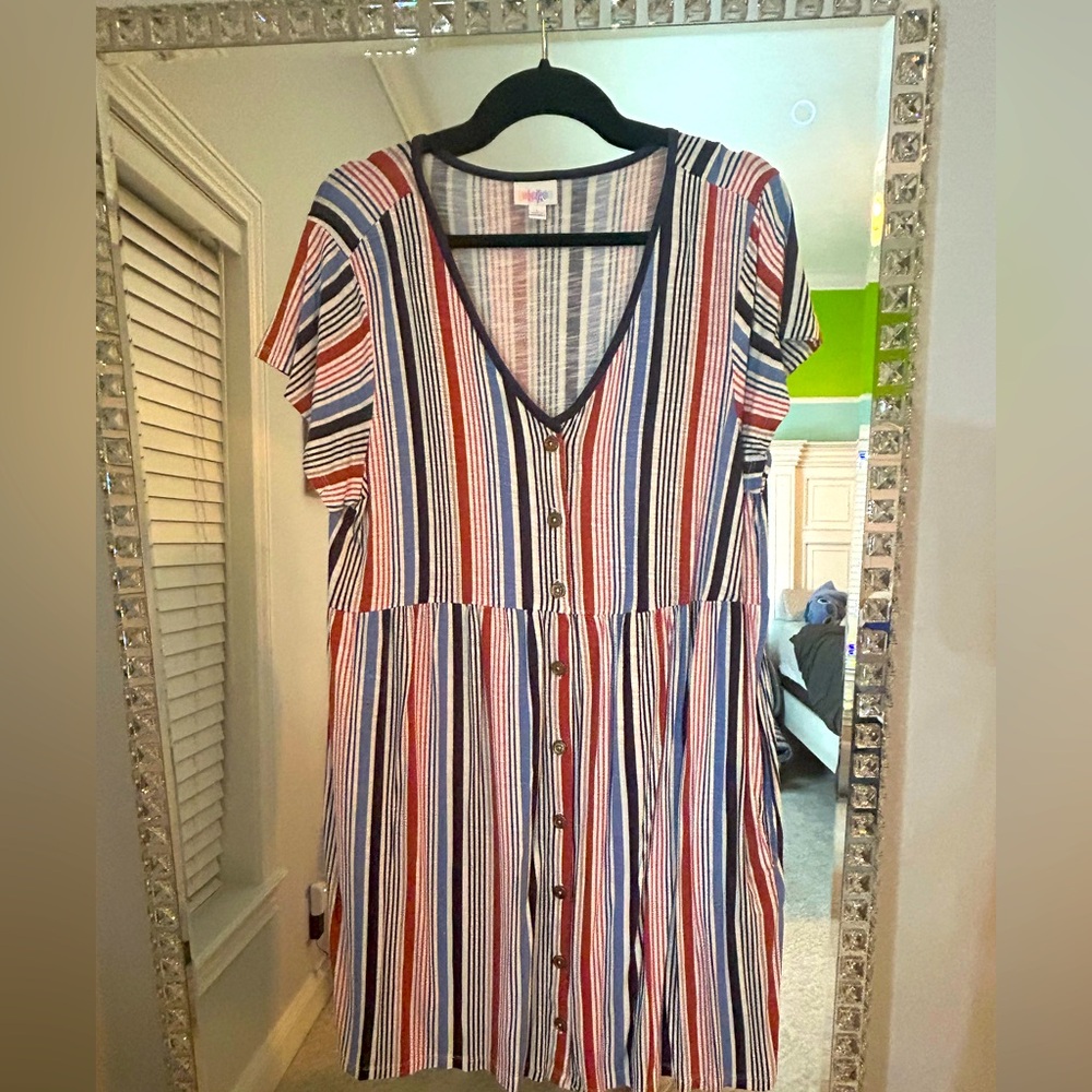 Lularoe Heidi V-Neck Button-Down Dress